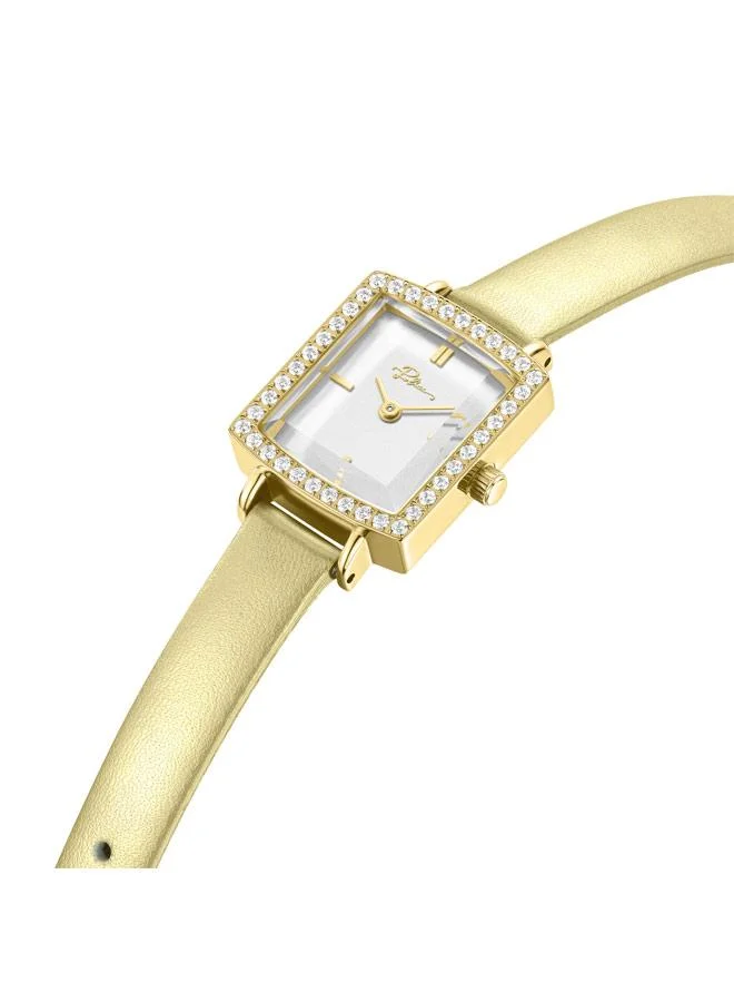 بوليس Lorie White Dial Genuine Leather Strap Analog Watch for Women, 19.2mm